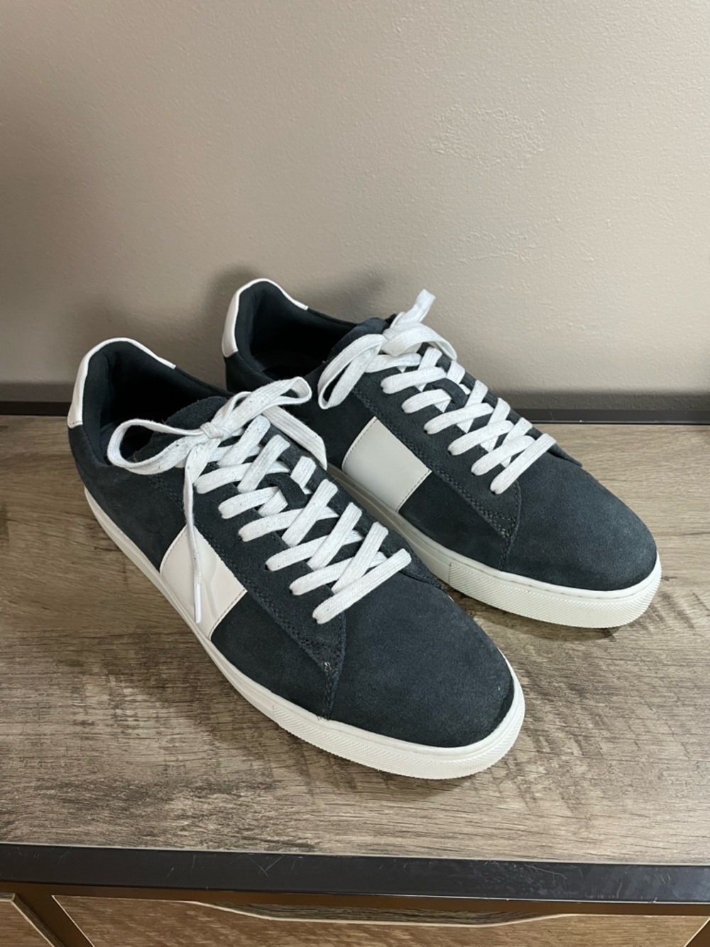 Men's JOSEPH ABOUD Navy Blue & White SUEDE Designer ATHLETIC Shoes SNEAKERS 12